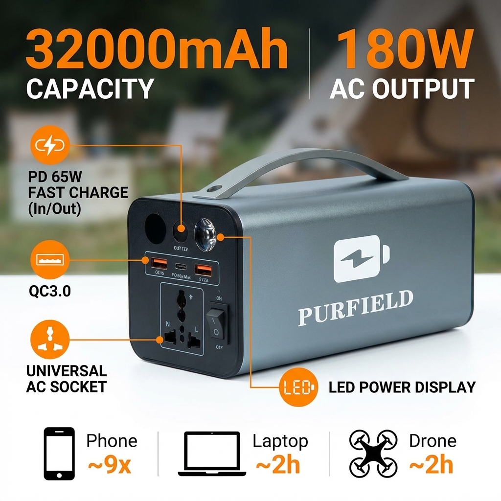 180W Outdoor Power Station 320 - Solar Emergency Charger review and price