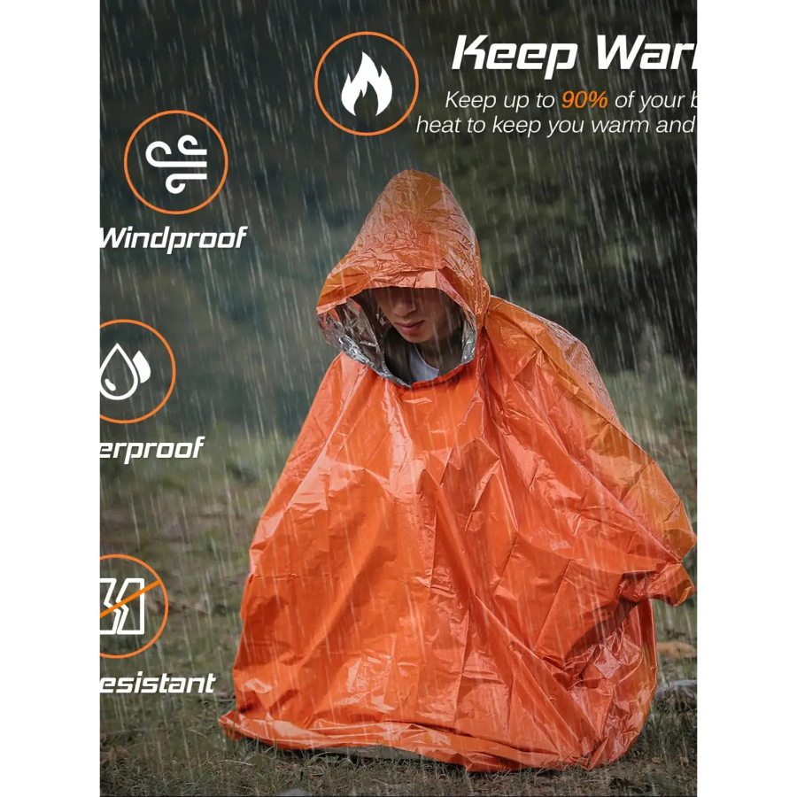 Emergency Rain Poncho Thermal  - Emergency Poncho Rain review and price