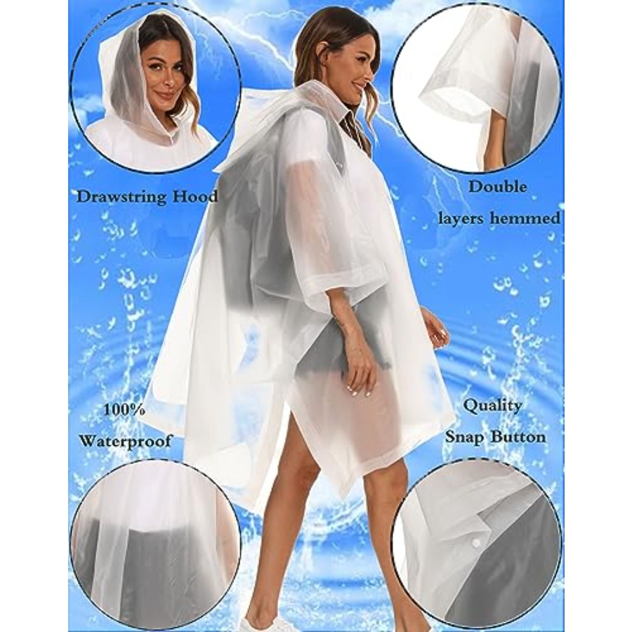 2 Pack Rain Ponchos for Adults - Emergency Poncho Rain review and price