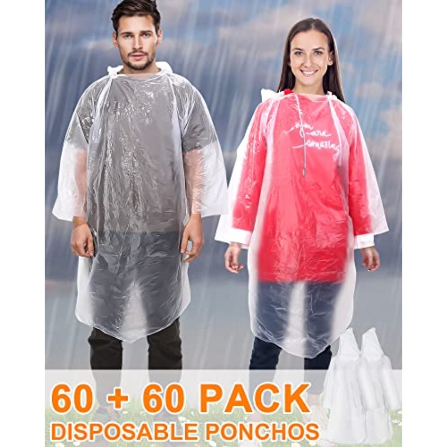 120 Pack Disposable Rain Ponch - Emergency Poncho Rain review and price