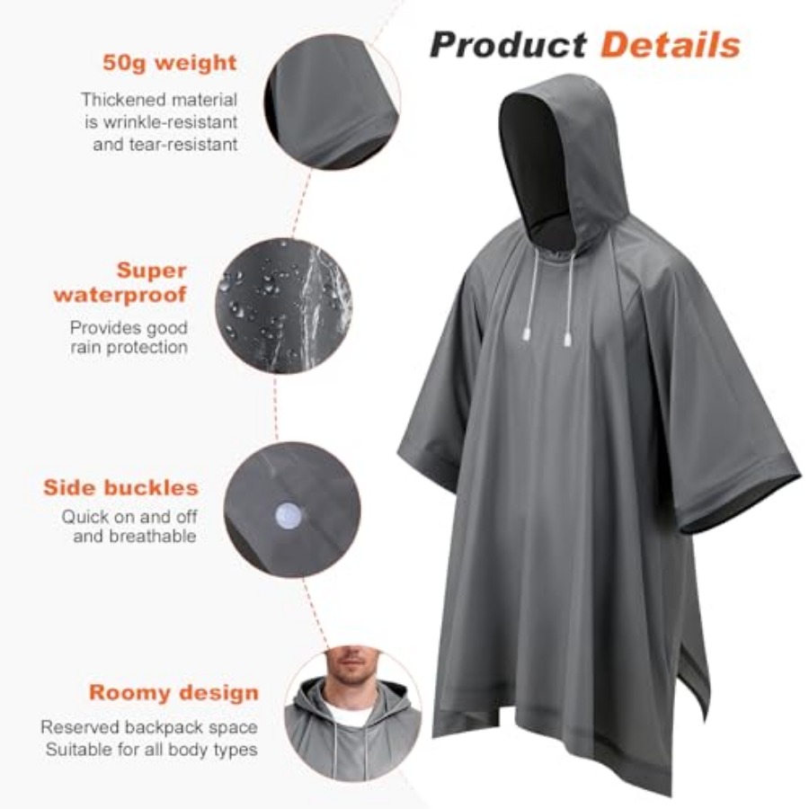 8 Pack Hooded Rain Ponchos for - Emergency Poncho Rain review and price