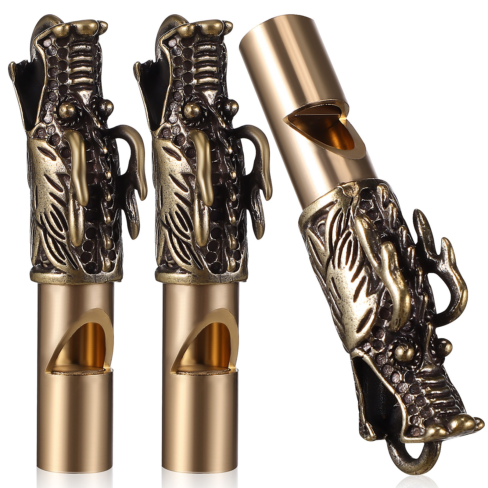 3Pcs Dragon Whistles Brass Vin - Emergency Whistle Loud review and price
