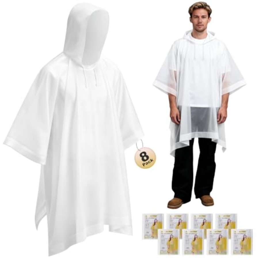 8 Pack Hooded Rain Ponchos for - Emergency Poncho Rain review and price